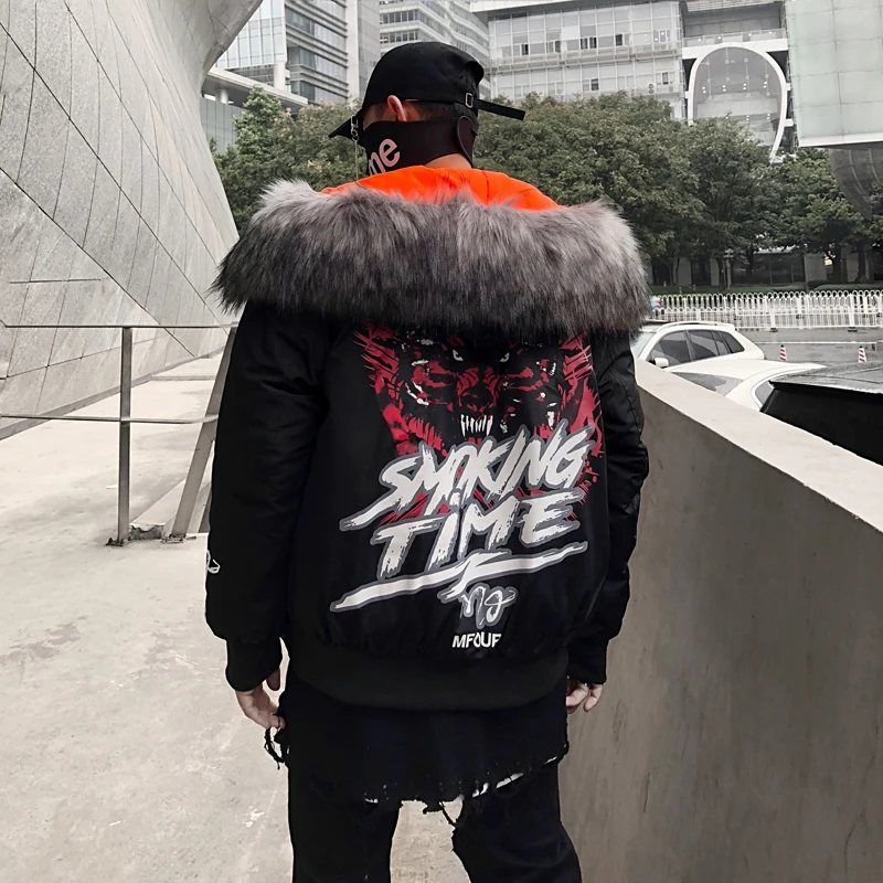 Drop Shipping Black Oversize Jacket Men Parkas Winter Swag Jacket Tyga
