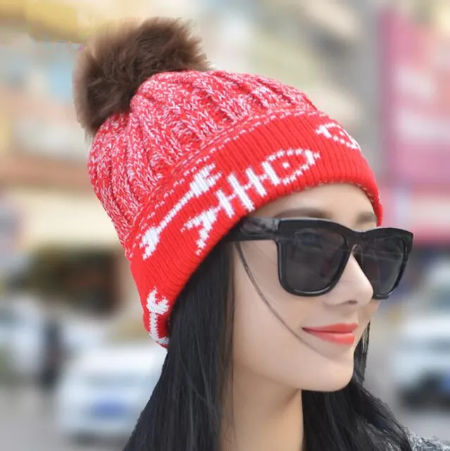 Unisexe/Femmes de Printemps Chapeaux D\u0027hiver Bonnets Bonnet Tricoté Crochet Chapeau De Fourrure