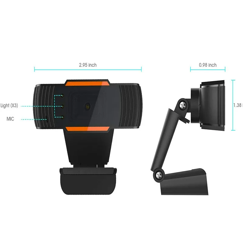 BASIX USB веб-камера HD веб-камера с поворотом на 360 градусов с микрофоном, веб-камера для скайпа, компьютера, ноутбука, ПК, Usb камера