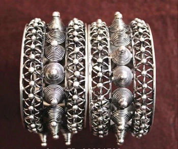 

2PC National characteristics Handmade Miao Silver Bracelet style Fine jewe Noble SHIPPING fast