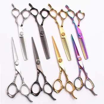 

6" 17.5cm Japan 440C Engraving Brand Hairdressing Scissors Thinning Scissors Cutting Shears Professional Hair Scissors Set C9001