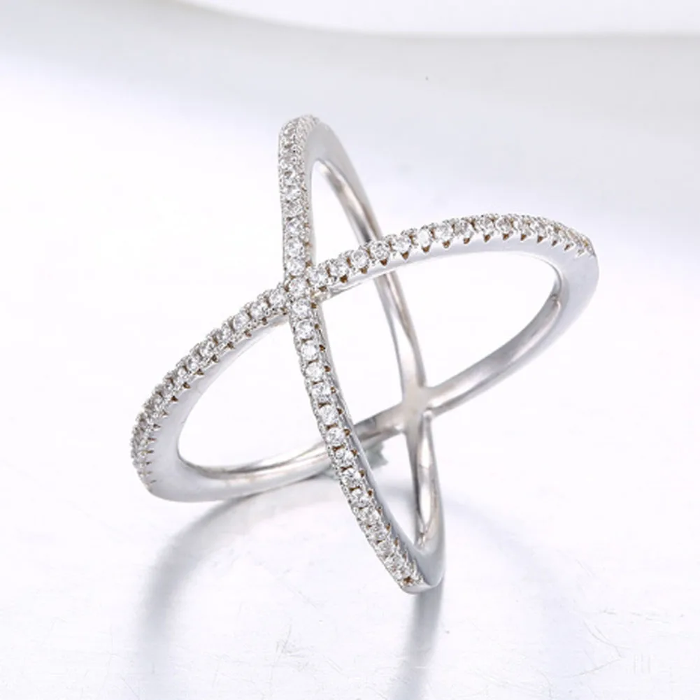 

Luxury AAA Cubic Zirconia Micro Pave Setting Big X Shaped Ring ,stunning Jewelry Women's Accessories