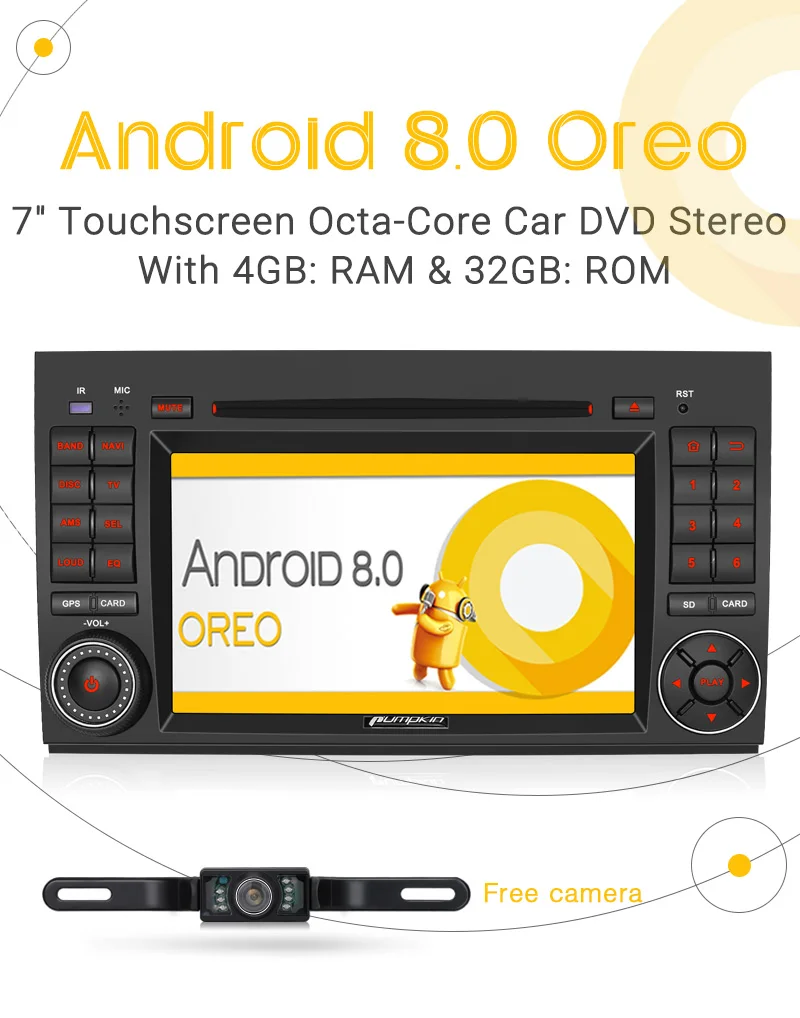 Тыквы 2 Din7''Android 8,0 стерео Восьмиядерный gps навигации 4 GB Оперативная память Wi-Fi 4G Автомагнитола DVD плеер для бенз/B200 серии/Vito