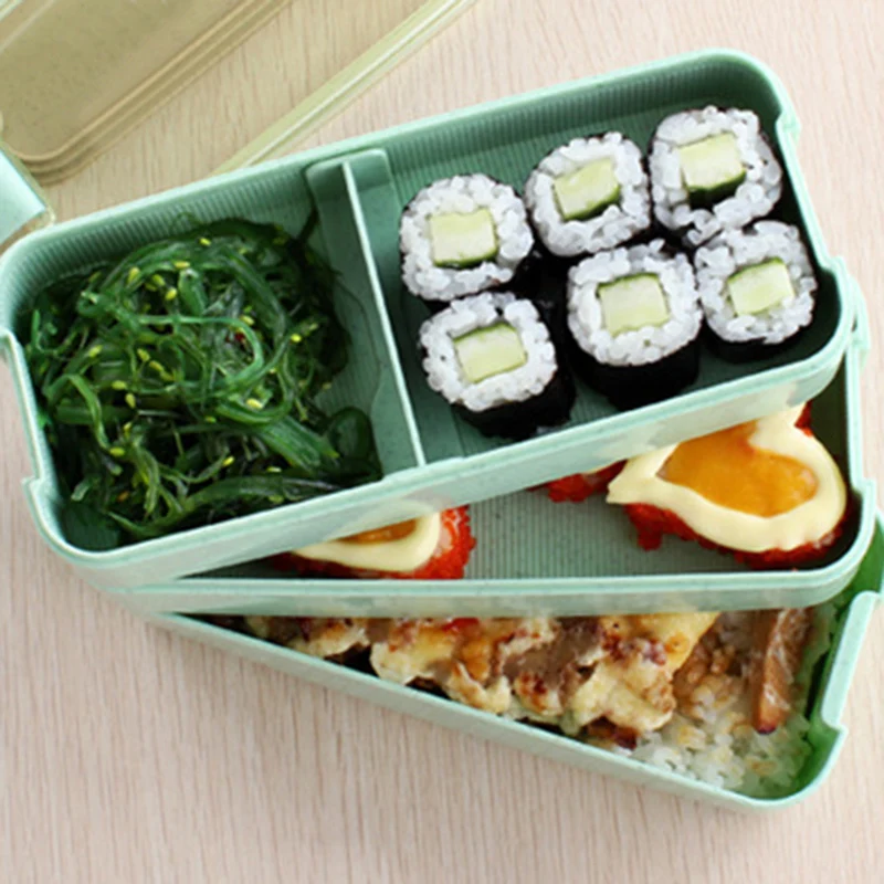 IVYSHION Портативный Ланч-бокс 3 слоя пшеничной соломы Bento коробки микроволновая посуда для детей для пикника контейнер для хранения еды Ланчбокс