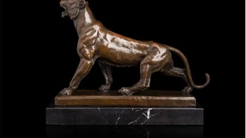 

Art Deco Sculpture Animal Tiger Roaring Bronze Statue Signed