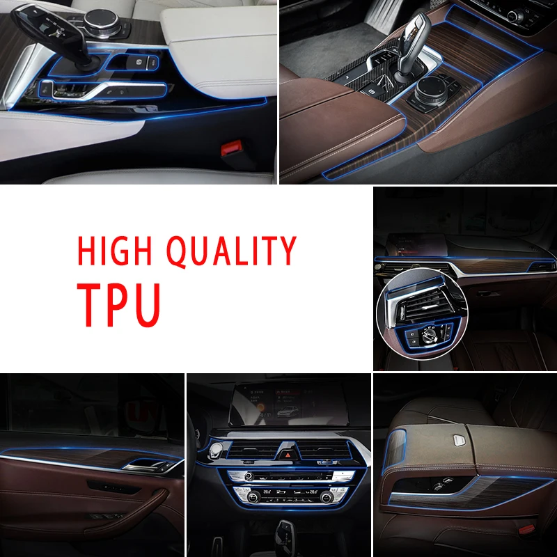 

For BMW 5 series G30 G38 High Quality TPU Knob Gear Panel Door Interior Scratch Resistant Protective Film Car Stickers