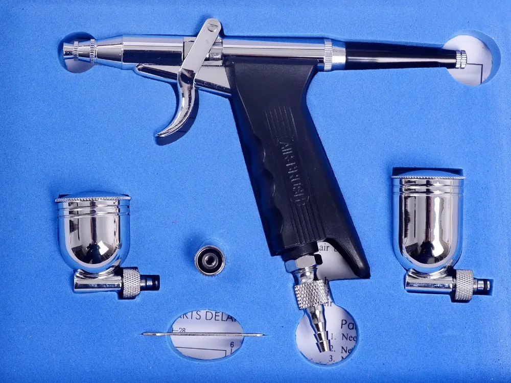 Pistola de ar Kit para Pintura Pinkiou Dupla Ação Agulha Airbrush Carros Bicicleta Tatuagens Aerográfico Tatuagem Máquina 0.3mm 11 Pinkiou dupla ação 0.3mm agulha airbrush kit
