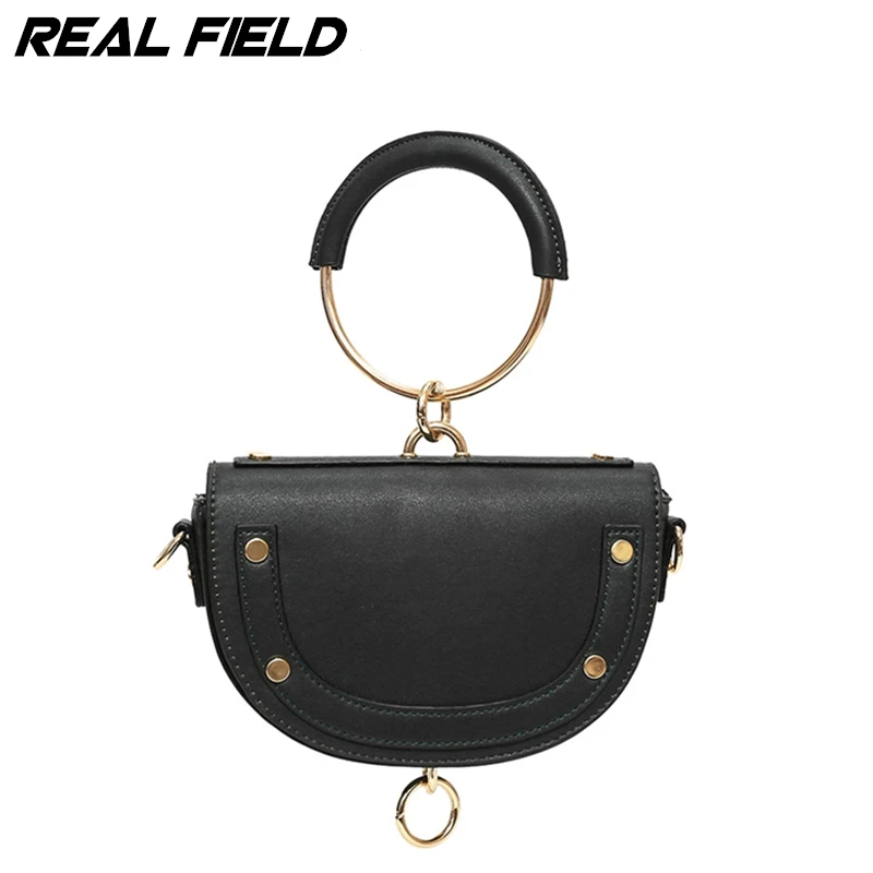 

Real Field Fashion Chic Fashion Half Moon Pu Leather Circle Metal Messenger Bag Saddle Bag Mini Bag Crossbody Bags For Lady 263