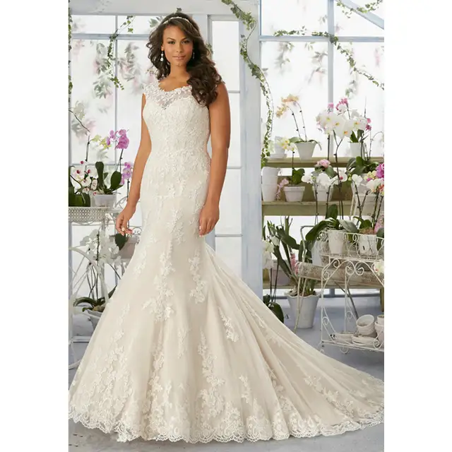Online Shop Long Lace Mermaid Wedding Dress Rm3194 Elegant