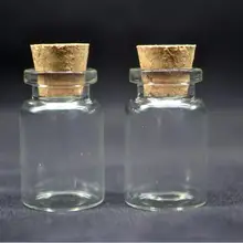 100 шт/партия 6 мл 22*35*12,5 мм прозрачная стеклянная бутылка банки с пробковое дерево 6cc Небольшие пробки стеклянный контейнер