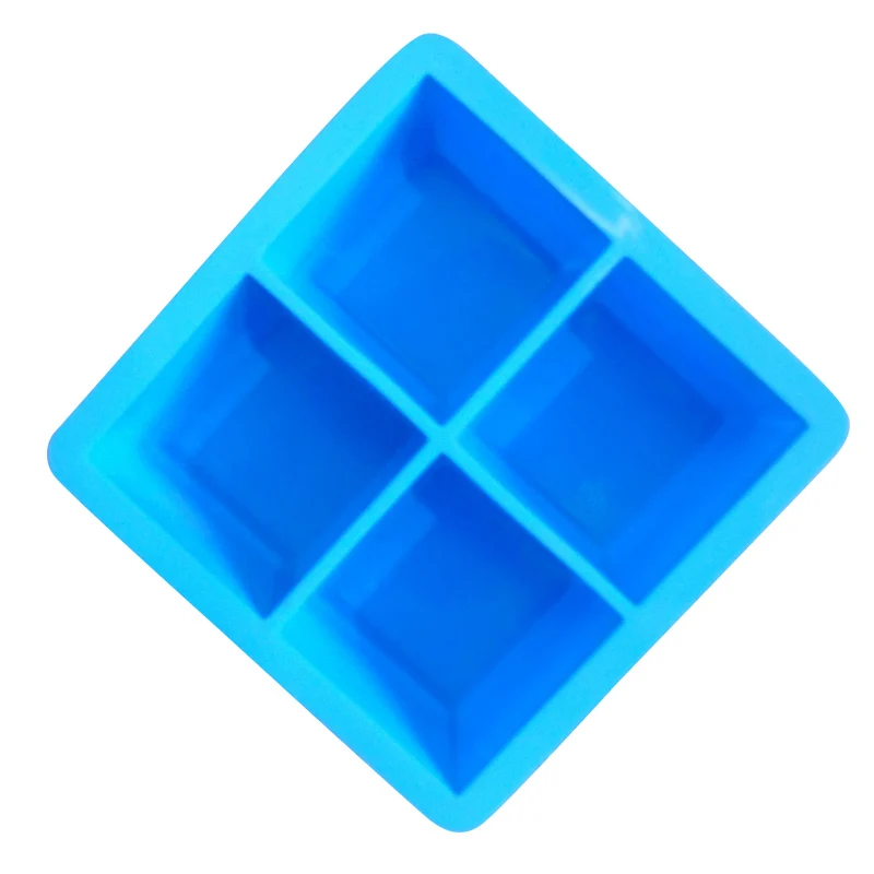 light blue 4 полостей большой силиконовый питье ледяной куб форма пудинг для желе для мыла форма лоток инструмент Лучшая цена - Цвет: light blue