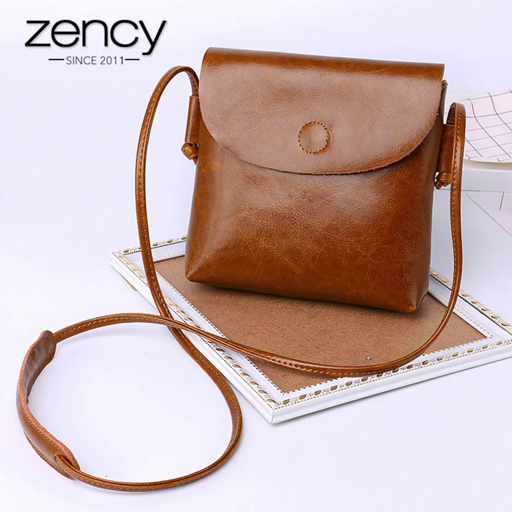 Zency 100% جلد طبيعي النساء رسول محفظة عارضة رفرف الكلاسيكية البني سيدة الكتف Crossbody حقيبة أسود سوبر جودة