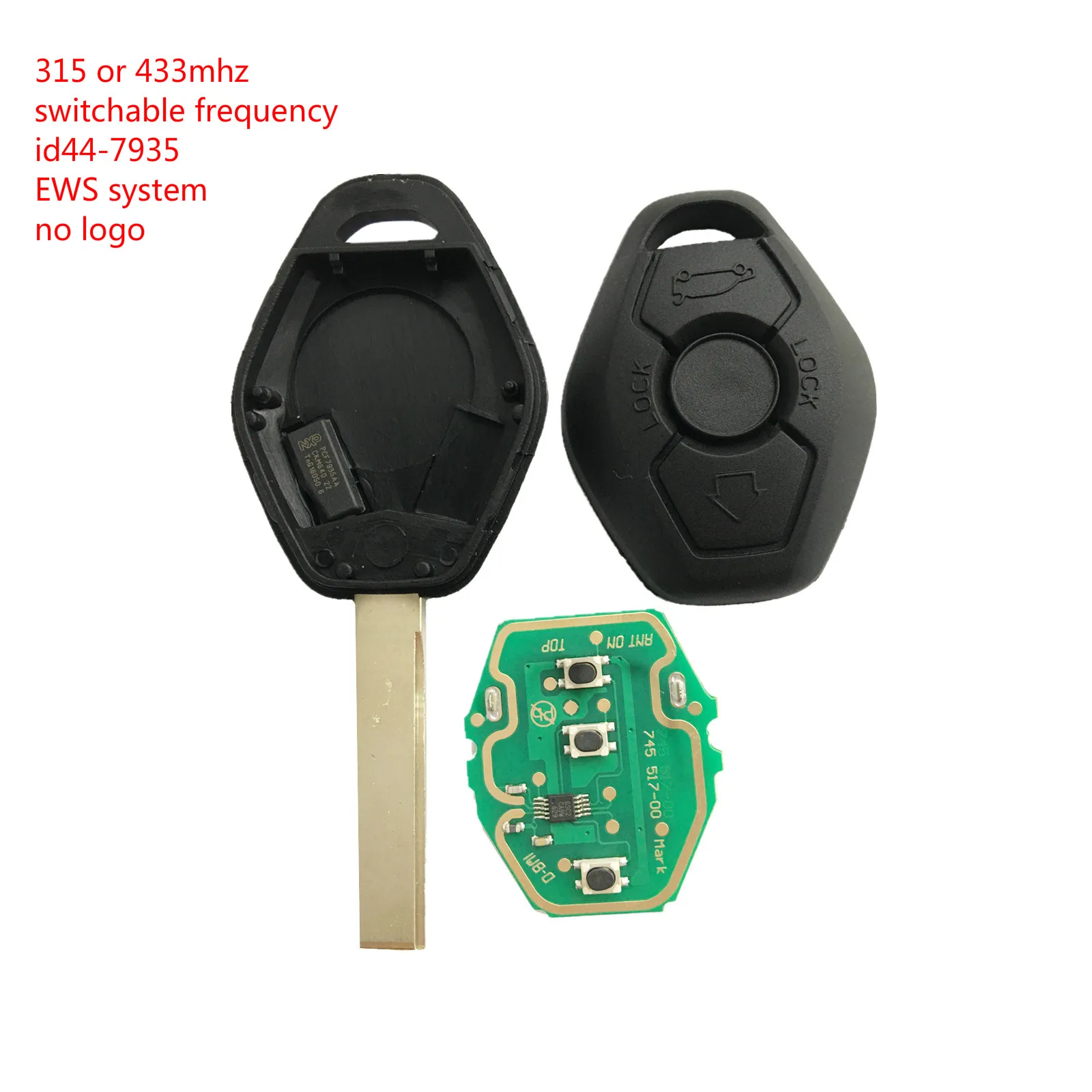 

scoonn free shipping 10pcs Car Remote Key FOB for BMW EWS X3 X5 Z3 Z4 1/3/5/7 Series E38 E39 E46 adjustable 315/433MHz ID44 Chip