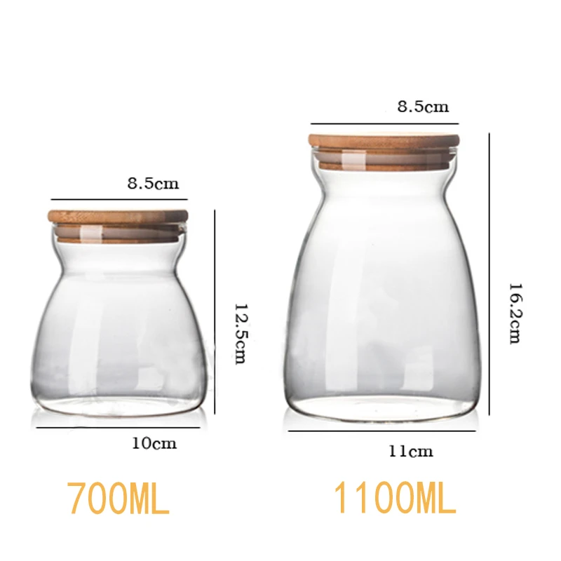 キッチン花瓶ガラス調味料瓶木製蓋スパイス収納ボックス高品質キャンディー瓶 Storage Bottles Jars Aliexpress