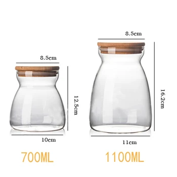 

Kitchen Vases Glass Seasoning Jar Wooden Lid Spice Storage Box High Quality Candy Jar