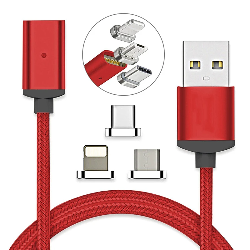 

USB Type C/IOS/Micro USB 3 in 1 Magnetic Charging Cable Fast Charger Adapter Nylon Braided Magnet Data Sync Charger Cable Wire