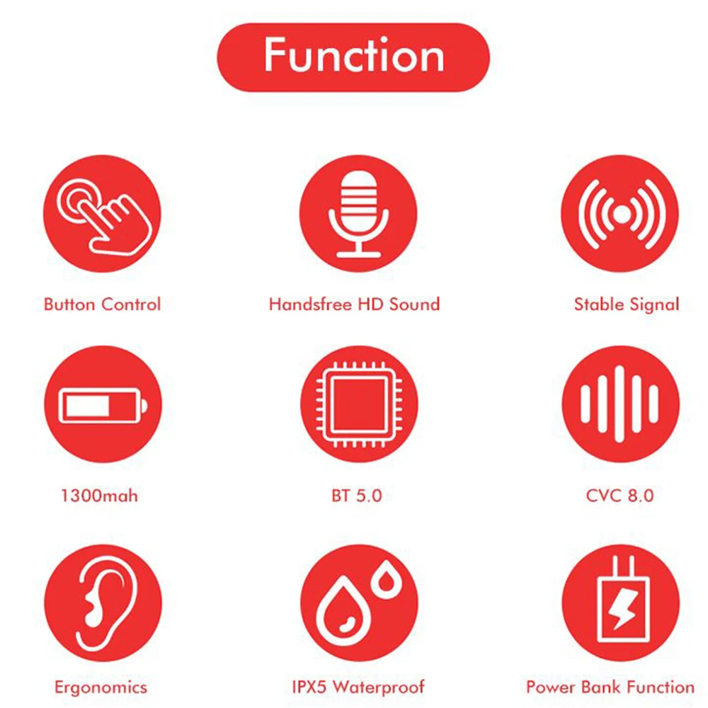 TEAMYO F9 TWS Mini Bluetooth 5,0 беспроводные наушники-вкладыши Наушники-вкладыши Спортивная гарнитура для телефона с 1300 мАч зарядным чехлом