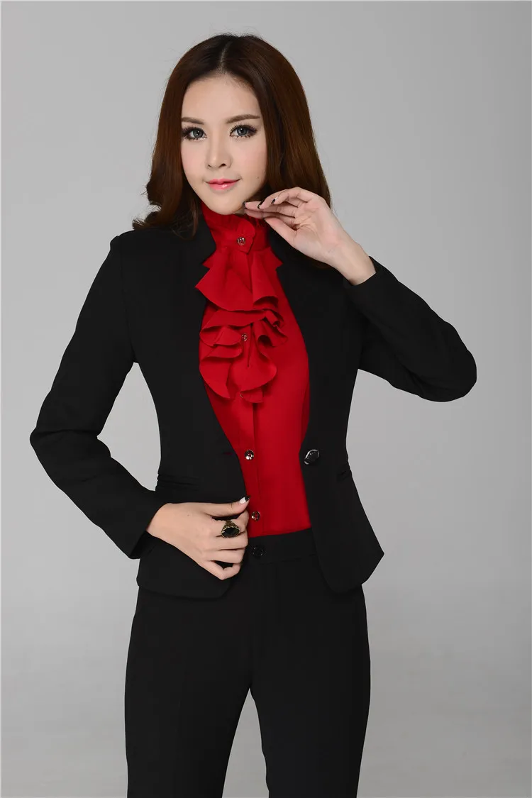 New Autumn Winter Ladies Business Sets Pants Suits Professional Work Wear Form Suits Women Career Outerwear Plus Size XXL