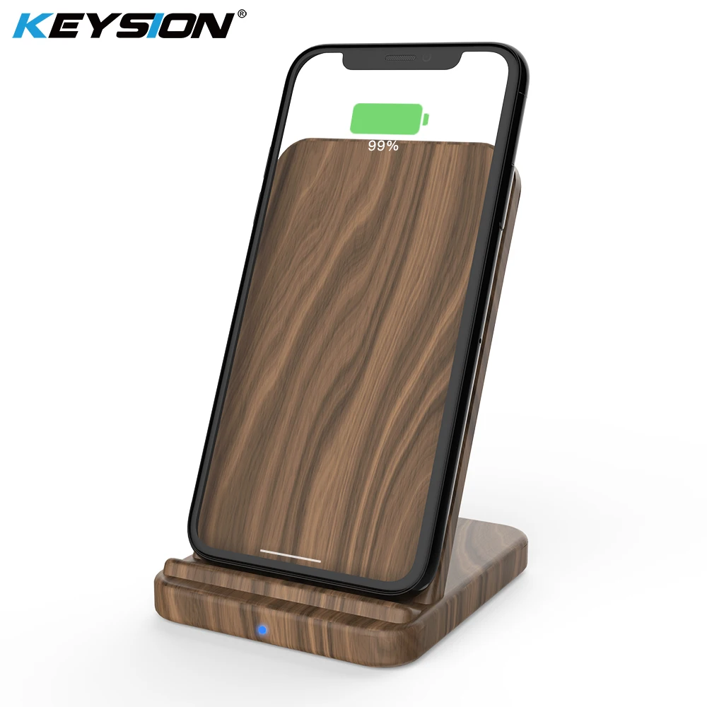 KEYSION Wooden Qi Wireless Charger for iPhone XS Max XR for Xiaomi mi 9 fast Charging Stand for Samsung S9 Mate 20 pro Charging
