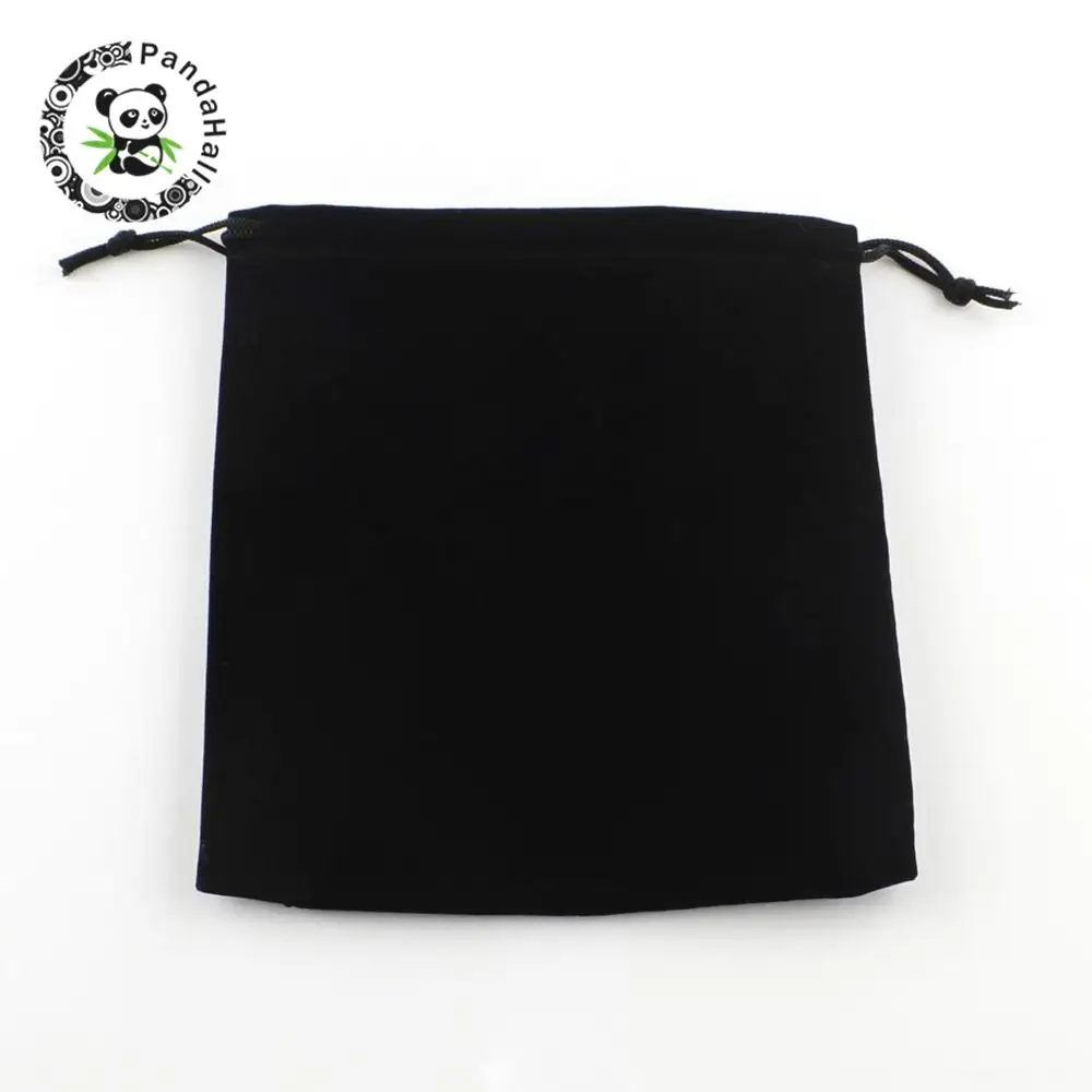 

100pcs Vintage Rectangle Black Drawstring Velvet Pouches Bag for Jewelry Packaging,about 17x15cm