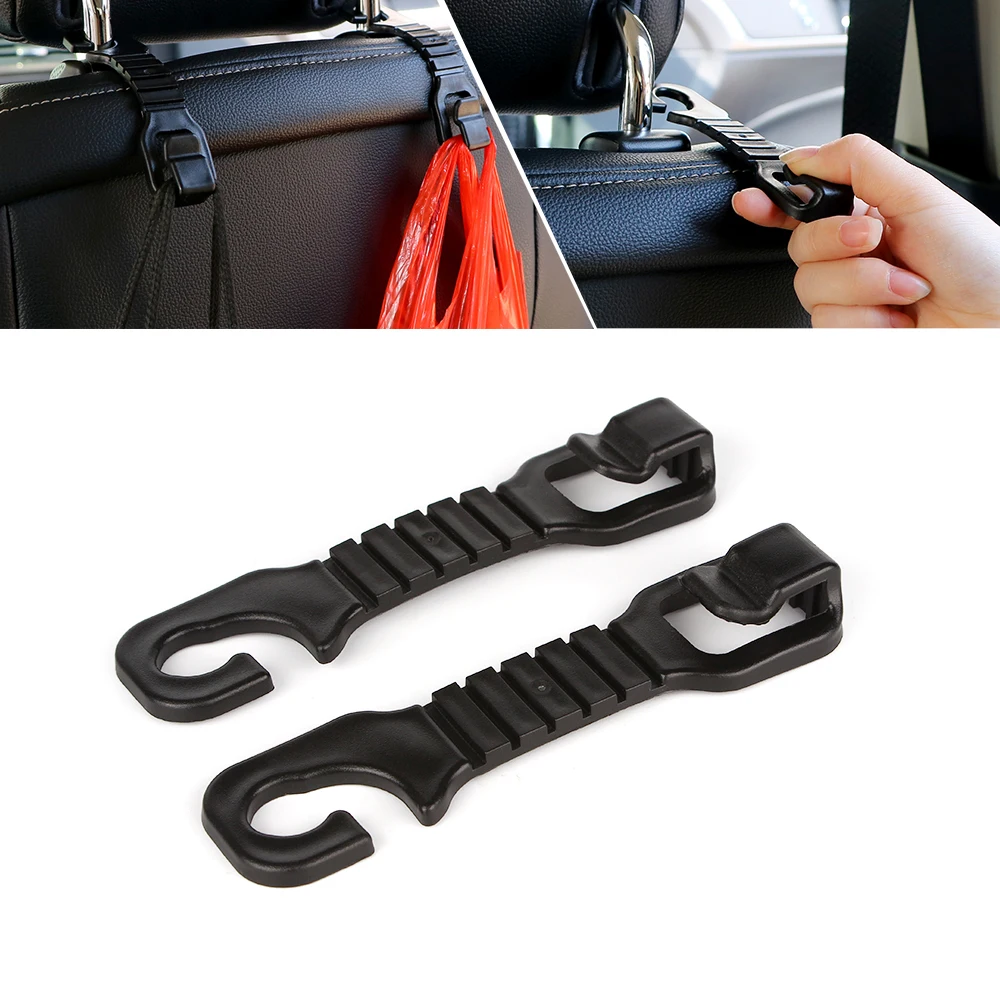 1 Pair Car Back Seat Hooks Holders For Bag Purse Cloth Grocer Luggage Automotive Flexible Auto