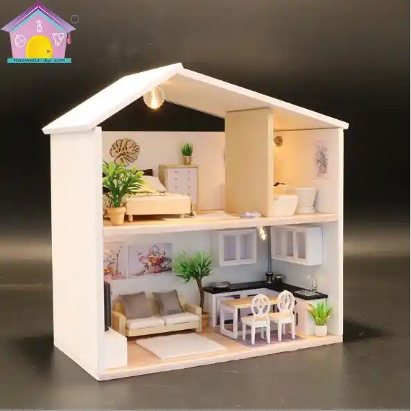 Hongda DIY doll house wooden 3D Puzzle Miniature dollhouse with