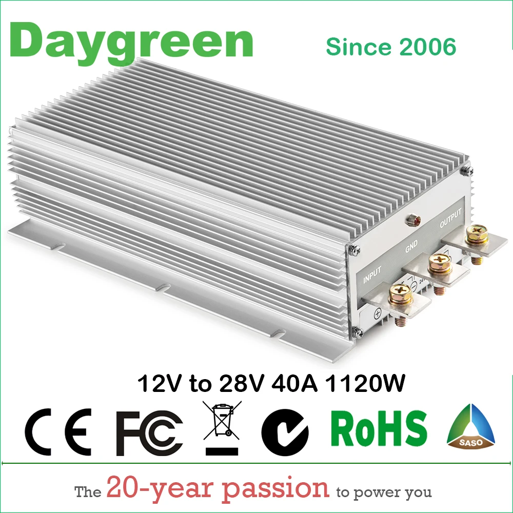 12V TO 28V 40A STEP UP DC DC CONVERTER PROMOTION 12VDC TO 28V DC 40 AMP 1000Watt H40-12-28 Daygreen CE RoHS Certificated 12V TO 28V 40A STEP UP DC DC CONVERTER PROMOTION 12VDC TO 28V DC 40 AMP 1000Watt H40-12-28 Daygreen CE RoHS Certificated