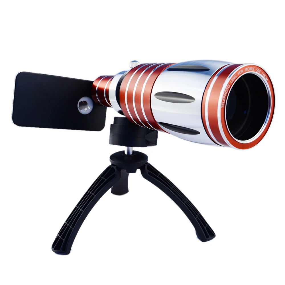 ORBMART 50X Оптический зум Алюминий телевика телескопа телефона объектив+ штатив+ чехол-накладка на заднюю крышку для iphone 8, 8 Plus samsung S7 S8+ край