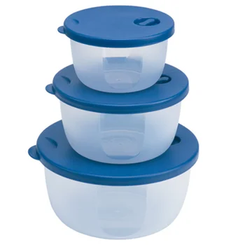 

3 Pieces Round Plastic Bowl Microwave Safe Food Container Freezer Food Storage Lunch Boxes Container For Food