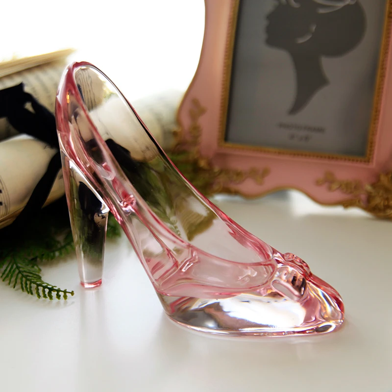 Crystal shoes glass slipper birthday gift home decor Cinderella High-heeled  shoes Wedding shoes figurines miniatures ornament - AliExpress