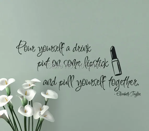 Inspirational Wall Decal Stickers for girls , Elizabeth Taylor quotes--put on some lipstick