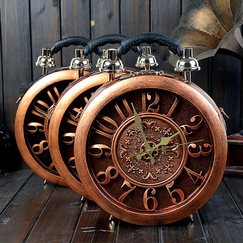 

women's round vintage workable clock handbag true alarm machine creative shoulder street fashion crossbody messenger bags