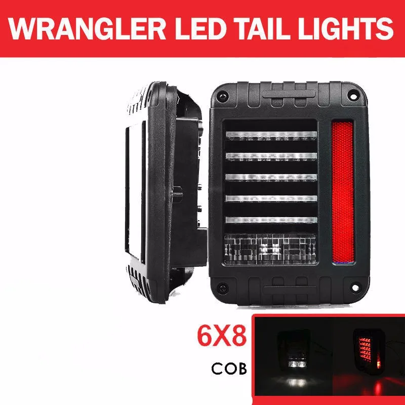7-15 Jeep Wrangler LED Tail Lights Rear Brake Reverse Lamps 480LM JK