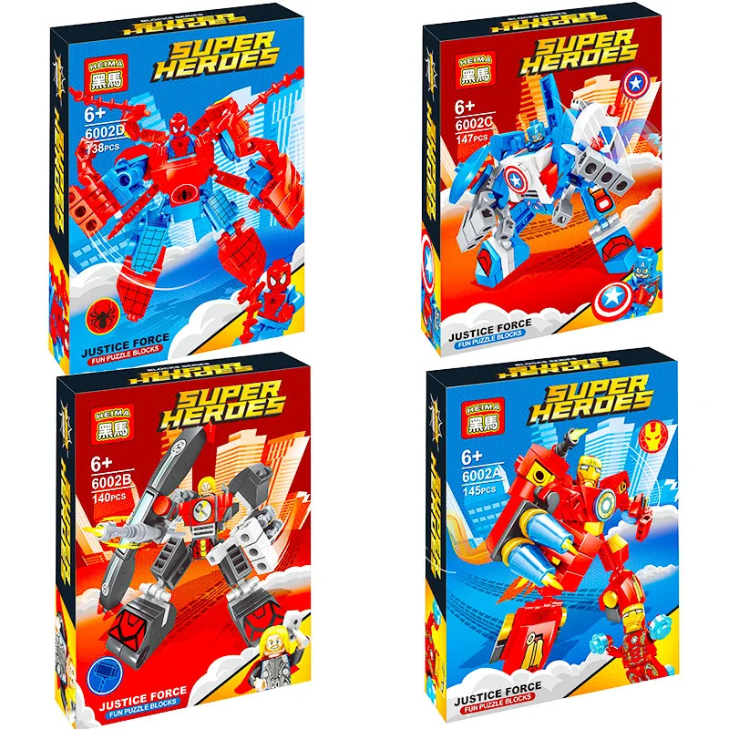 4pcs Super Heroes Legoings Marvel Avengers Infinity War Iron Man Thanos Thor Black Panther Falcon Gamora Hulk Building Block Toy