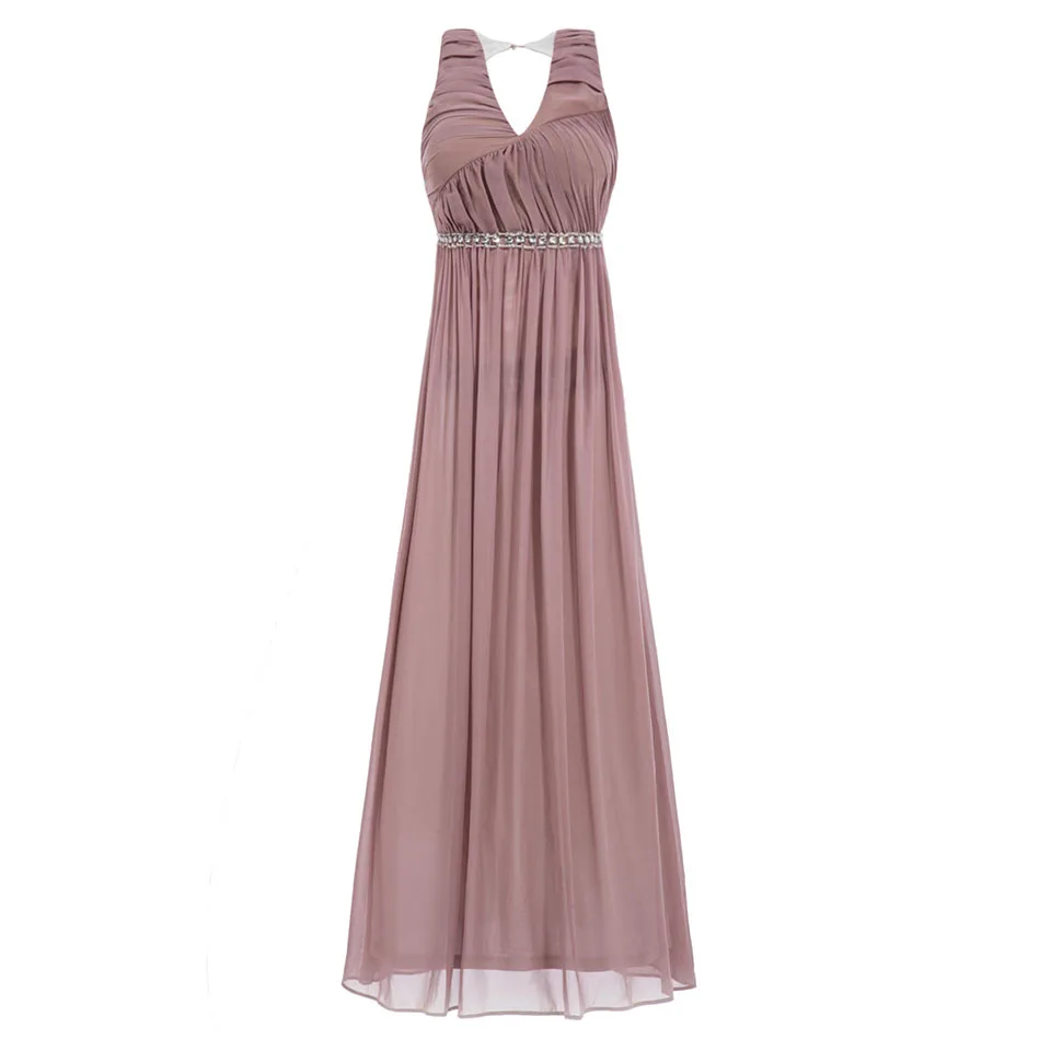 Dressv grape long evening dress cheap v neck backless sleeveless beading wedding party formal dress a line evening dresses - Цвет: Lilac