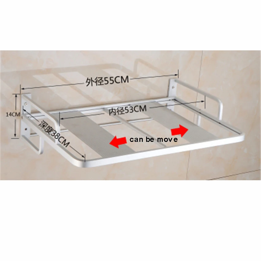 Solid Aluminum Alloy 2 Layer Kitchen Shelf Rack Support Frame Microwave Oven Wall Mount Shelf Bracket Silver Load weight 150kg - Цвет: A