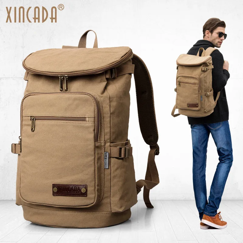 

XINCADA Camping Travel Backpack Retro Canvas Backpack Vintage Rucksack Mens Bags Large Capacity Backpack for Trip