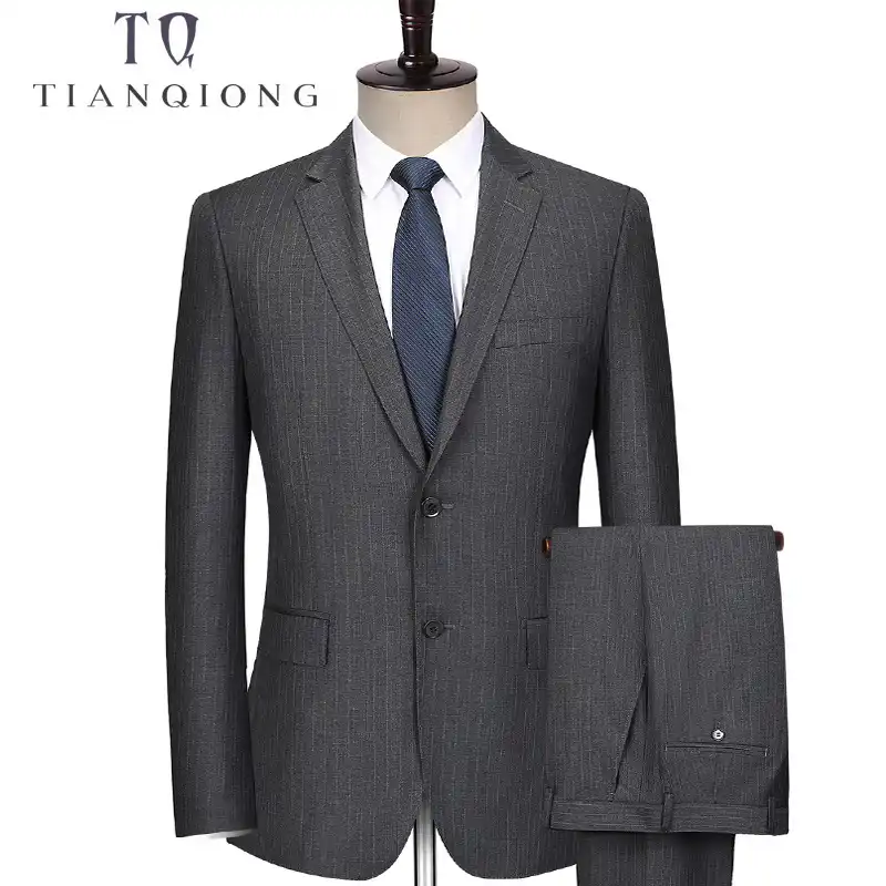 تيان كيونغ 2017 بدلات رجالية جديدة بدلة زفاف بنمط مخطط تيرنو 2 أزرار بدلة العريس مصممة خصيص ا للرجال جاكيت بنطلون Custom Made Custom Mencustom Tailoring Aliexpress