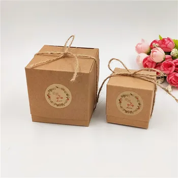 

10Pcs/Lot 7x7x7cm Square Gift Box For Fruit Chocolate Candy Souvenirs Cupcake Packaging Kraft Paperboard Boxes Case Brown Box