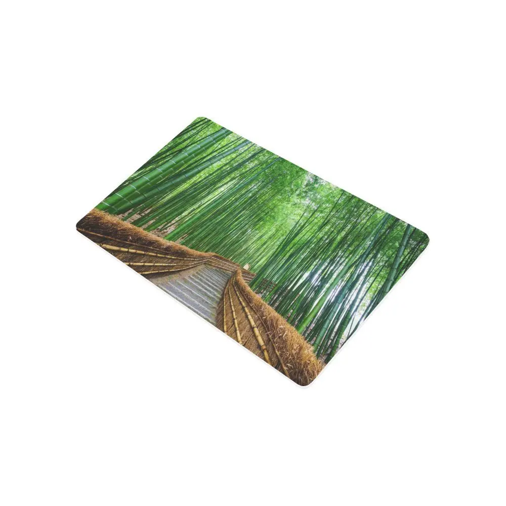 Tree Anti-slip Door Mat Home Decor, Path to Bamboo Forest Japan Japanese Indoor Outdoor Entrance Doormat Rubber