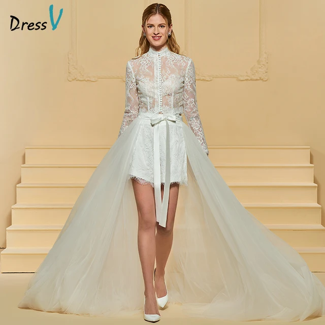 Asymmetrical Ivory Wedding Dress