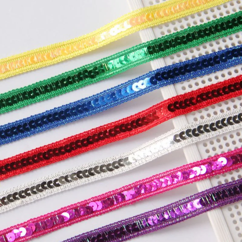 12mm Sequins Ribbon Embellished Applique Belts Lace Trim Sequin Fabric