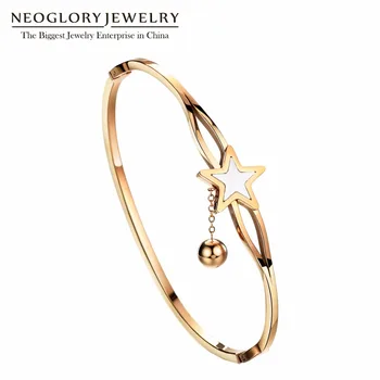 

Neoglory Stainless Steel Star Bracelet Rose Gold Color Bangles & Bracelets for Women Jewelry Brand Jewelry Nurse Graduation Gift