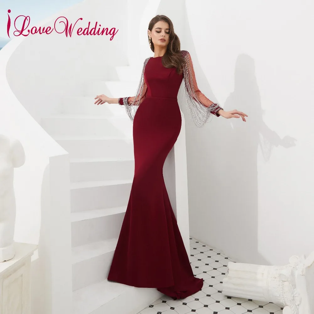 Robe De Soiree вечерние платья с круглым вырезом и кристаллами кисточками длинными