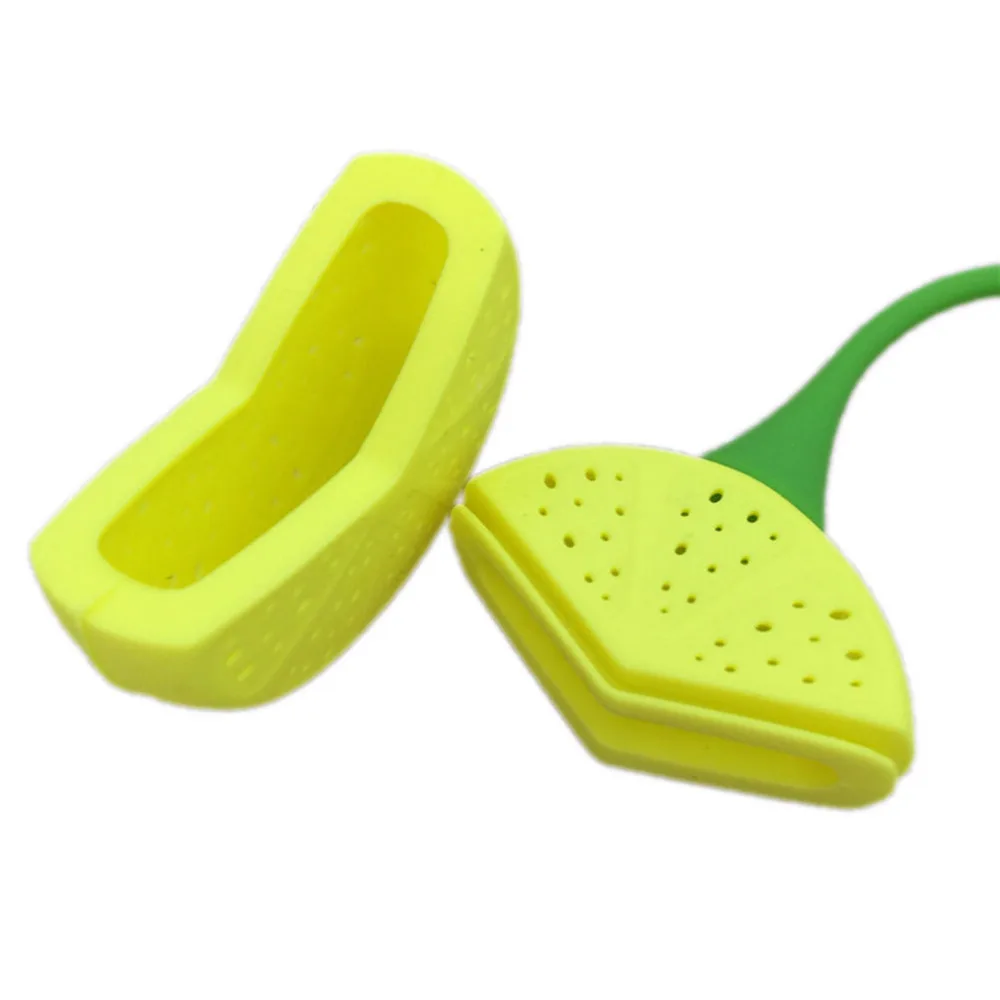 1 Pc Tas Reuseable Foof Aman Silicone Kuning Lemon Bentuk Teh Daun