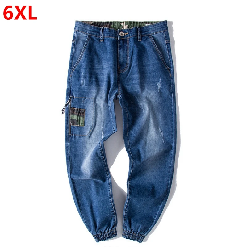 

Spring light blue large size harem pants men's jeans loose large size casual feet casual pants tide