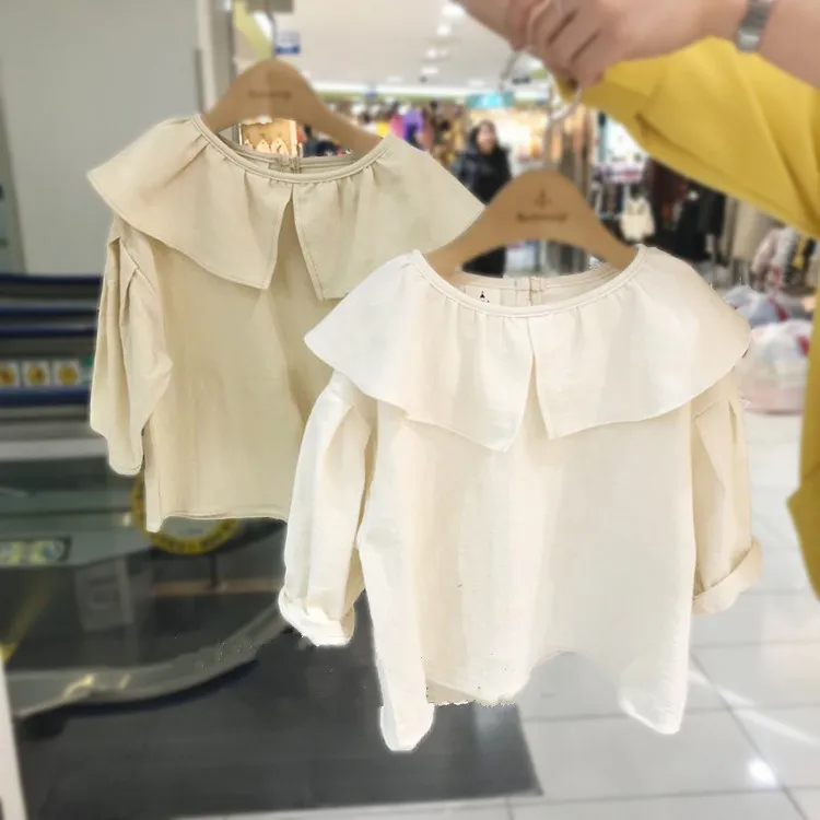 

Korean Style New Arrived Children's Clothing 2019 Autumn Baby Girls Long Sleeve Big Collar Shirt Children Girl Top Blouse