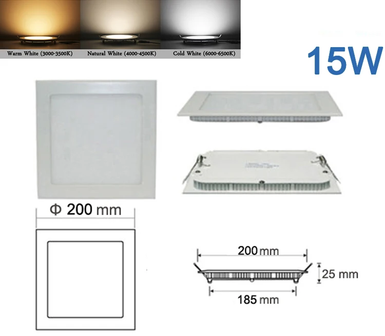 Thickness 3W/6W/9W/12W/15W/18W/24W dimmable LED downlight Square LED panel Ceiling Recessed Light bulb lamp AC85-265V smd2835 bedroom ceiling lights