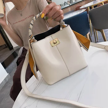 

2019 fashion simple bucket bag women's designer handbag high-quality PU leather big-style clutch shoulder bag qq321