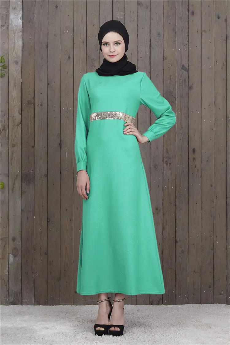 Sky Blue Abayas женская мусульманская одежда длинный рукав модный хиджаб платья макси мусульманское платье Бангладеш Кафтан Дубай, Турция халат CN-092 - Цвет: Sky Blue